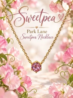 Park Lane Women’s Sweetpea Necklace Pink Crystal Statement Casual Gold Tone NEW